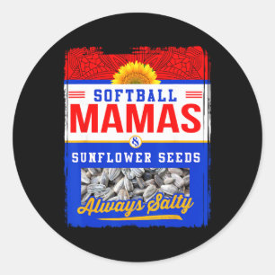 Softball Mamas And Sunflower Seeds Always Salty Sh Classic Round Sticker