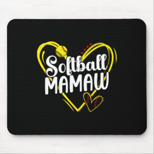 Softball Mamaw Heart Mamaw Of A Softball Player Ma Mouse Pad