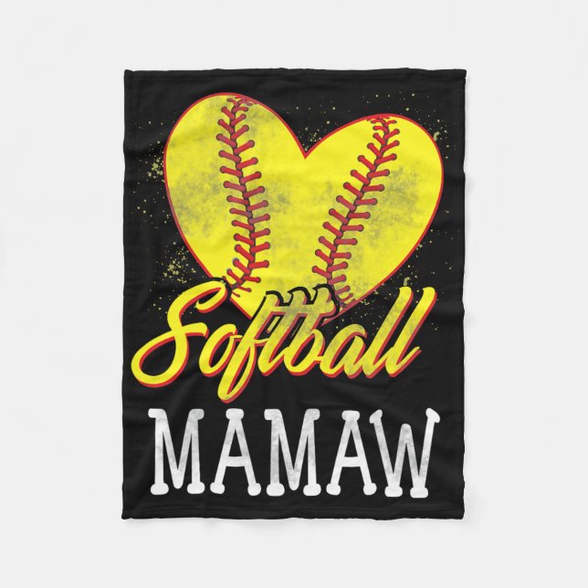 Softball Mamaw Softball Player  Fleece Blanket (Front)