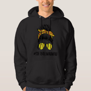Softball Mawmaw Life Messy Bun Softball Mother's Hoodie