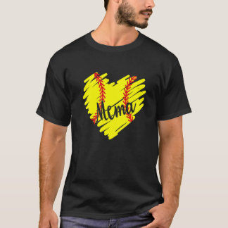 Softball Mema Heart Mothers Day Women Cute T-Shirt