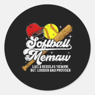 Softball Memaw Definition Memaw Of A Softball Play Classic Round Sticker