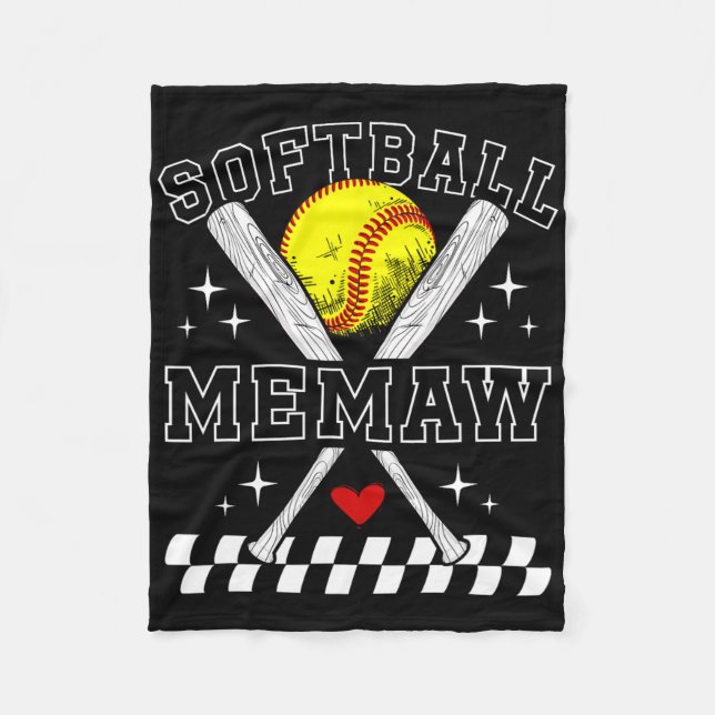 Softball Memaw Of A Softball Player Memaw _1  Fleece Blanket (Front)