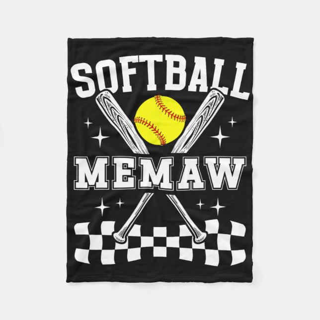 Softball Memaw Of A Softball Player Memaw  Fleece Blanket (Front)