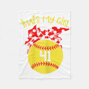 Softball Messy Bun That's My Girl #41 Mom Or Dad X Fleece Blanket