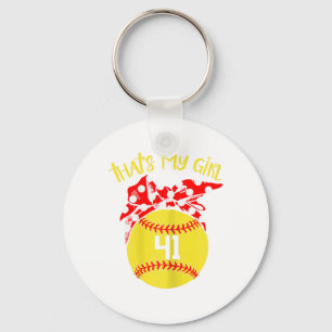 Softball Messy Bun That's My Girl #41 Mom Or Dad X Key Ring