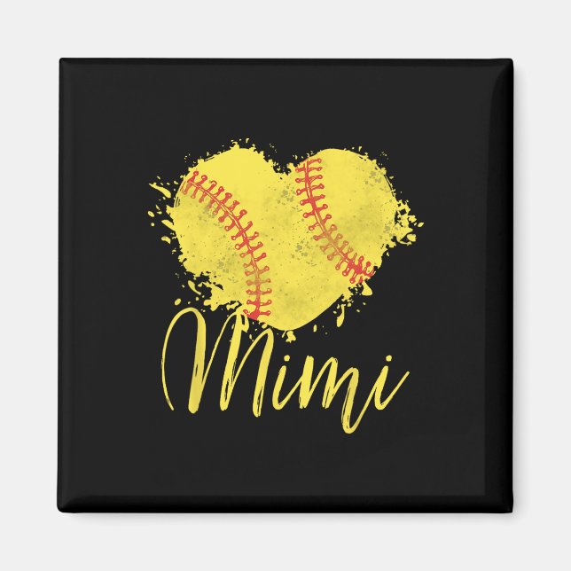 Softball Mimi Softball Love Heart  Magnet (Front)