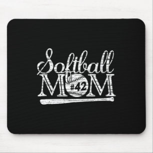 Softball Mom #42 Jersey Favorite Player Shirt Moth Mouse Pad