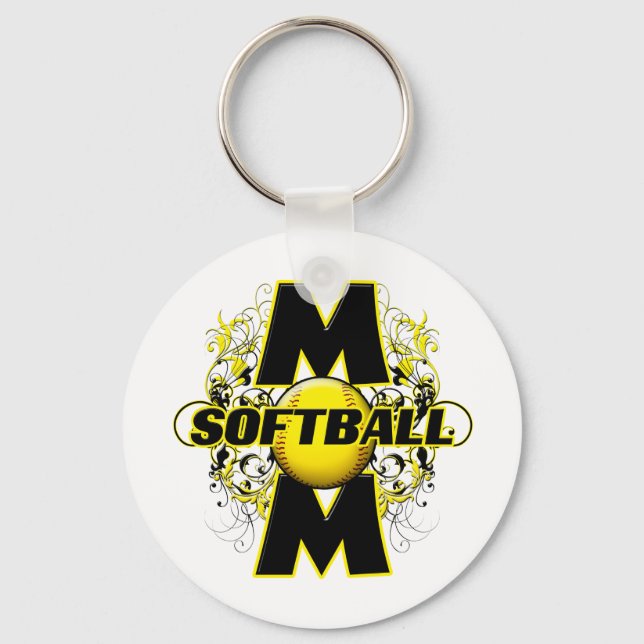 Softball Mom (cross) copy.png Key Ring (Front)