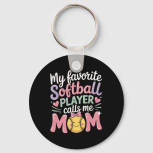 Softball Mom Favorite Player Funny Quote For Proud Key Ring