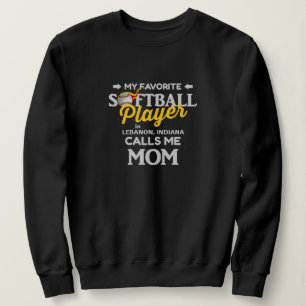 Softball Mom Favorite Player Personalized Black Sweatshirt
