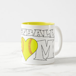 Softball Mom Heart-Shaped Fastpitch Softball Sport Two-Tone Coffee Mug