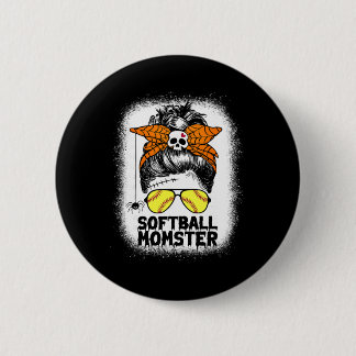 Softball Mom Life Messy Bun Halloween Women Softba 6 Cm Round Badge