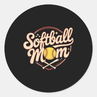 Softball Mom Sport Spirit  Classic Round Sticker