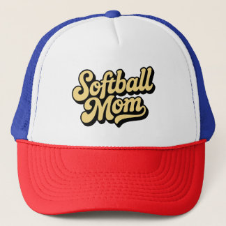 Softball Mom Sports Mother Typography Trucker Hat