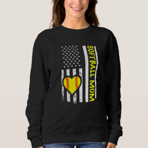 Softball Mom USA Flag Heart   Sweatshirt