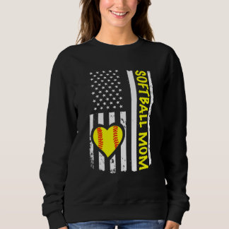 Softball Mom USA Flag Heart Sweatshirt
