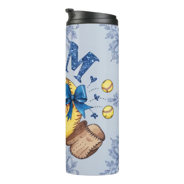 Softball Mom - Whimsical Vintage Style Thermal Tumbler (Rotated Right)