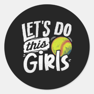 Softball Mom Women Girls Softball Lover Classic Round Sticker