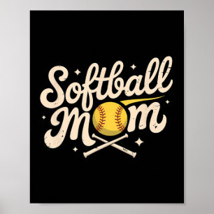 Softball Mother Son Family Vintage Mom Boy Catcher Poster
