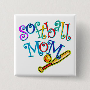 Softball Mum 15 Cm Square Badge