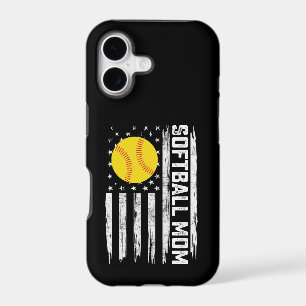 Softball Mum American Us Flag Vintage Mother's Day
