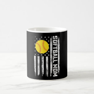 Softball Mum American Us Flag Vintage Mother's Day Coffee Mug