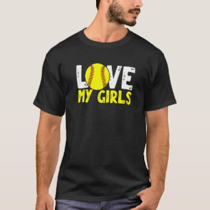 Softball Mum And Dad  Ball Parents Love My Girls T-Shirt