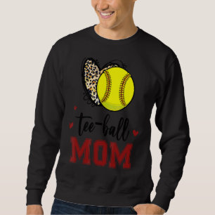 Softball Mum Ball Mum Heart Leopard Mother's Day M Sweatshirt