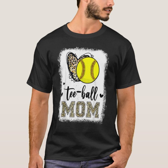 Softball Mum Ball Mum Heart Leopard Mother's Day M T-Shirt (Front)