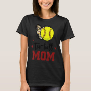 Softball Mum Ball Mum Heart Leopard Mother's Day M T-Shirt
