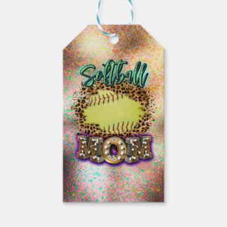 Softball Mum Cheetah Print Marquee Lights Gift Tags