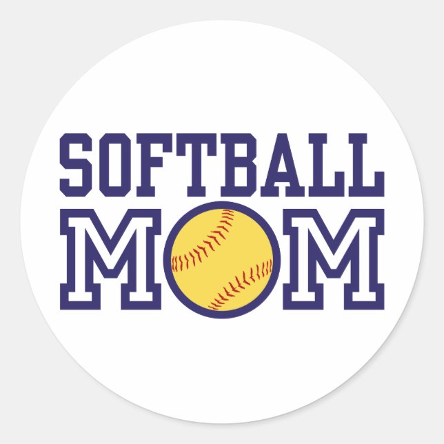 Softball Mum Classic Round Sticker (Front)