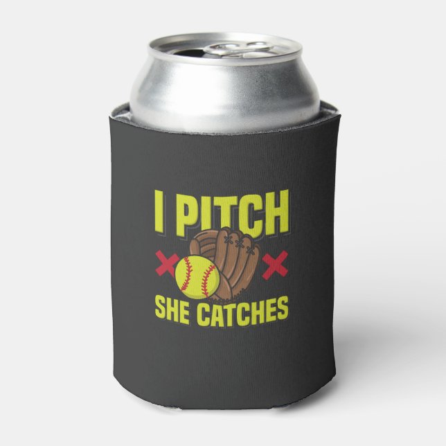 Softball Mum Dad Baseball Sport Can Cooler (Can Front)