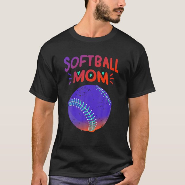 Softball Mum Funny Baseball Player Sports Supporte T-Shirt (Front)