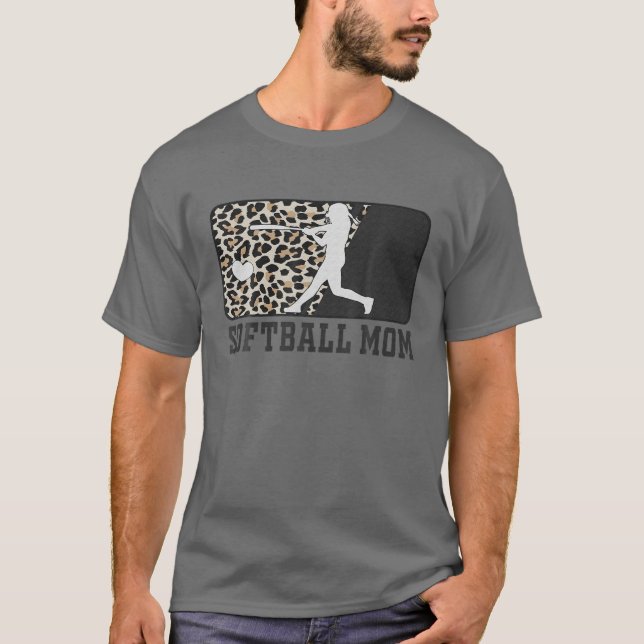 Softball Mum Funny Mum Life Leopard T-Shirt (Front)