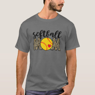 Softball Mum Leopard Baseball Sports Lovers Mother T-Shirt