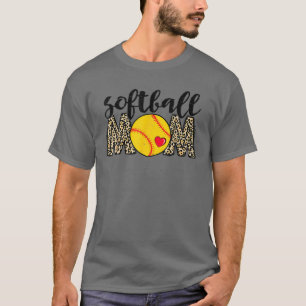 Softball Mum Leopard Baseball Sports Lovers Mother T-Shirt