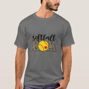 Softball Mum Leopard Baseball Sports Lovers Mother T-Shirt