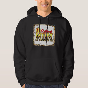 Softball Mum Leopard Bleached Mum Mama Mother's Da Hoodie
