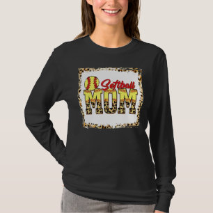 Softball Mum Leopard Bleached Mum Mama Mother's Da T-Shirt