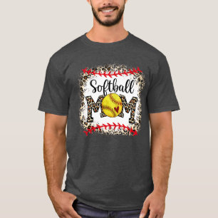Softball Mum Leopard Funny Baseball Mum Mothers Da T-Shirt