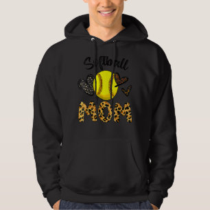 Softball Mum Leopard Print Bleached Distressed Tre Hoodie