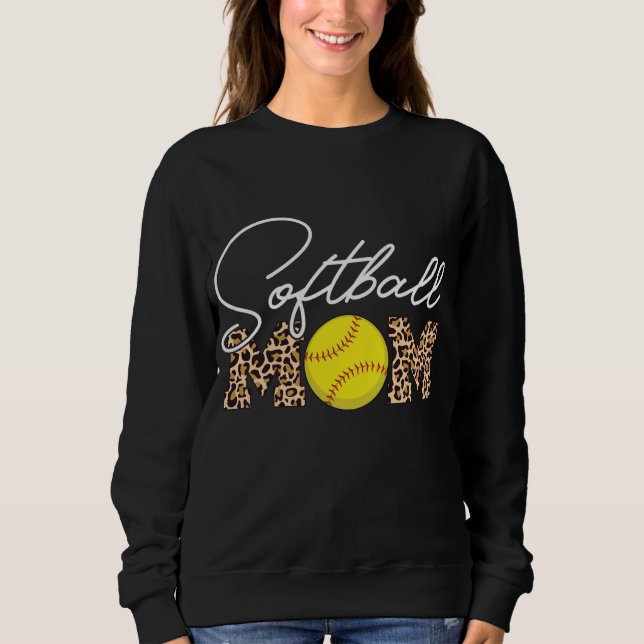 Softball Mum Leopard Print Sweatshirt (Front)