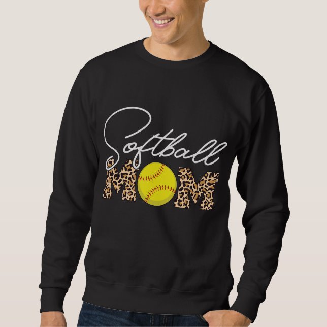 Softball Mum Leopard Print Sweatshirt (Front)