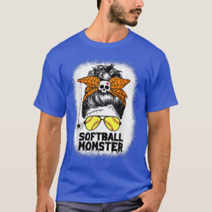 Softball Mum Life Messy Bun Halloween Women Softba T-Shirt