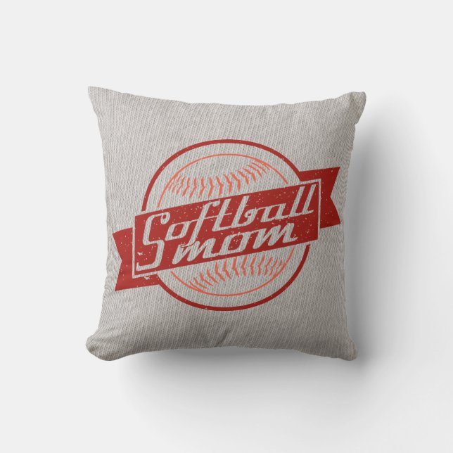 Softball Mum Name & Number Pillow Cushion (Front)