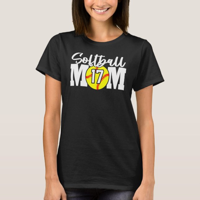 Softball Mum Number 17 T-Shirt (Front)
