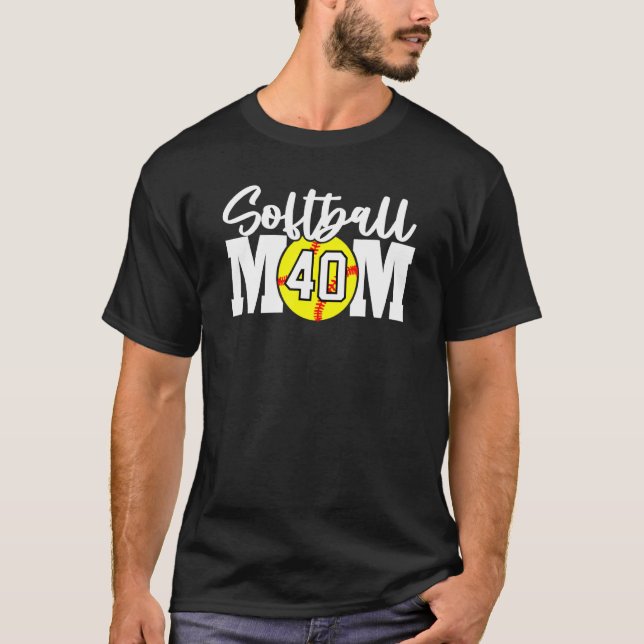 Softball Mum Number 40 T-Shirt (Front)