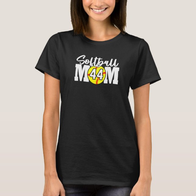 Softball Mum Number 44 T-Shirt (Front)